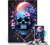 Puzzles de 1000 pièces pour Adultes Crâne Floral dans l'espace Défi Difficile pour soulager Le Stress Idées Cadeaux 75x50cm