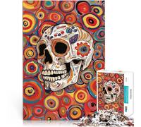 Puzzles de 1000 pièces pour Adultes Crâne Flottant Pop Art Fait de Papier,pour Les 14 Ans et Plus Activités familiales Bon Cadeau。Taille:38x52cm/14.9x20.4pouce