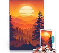 Puzzles de 1000 pièces pour Adultes Crépuscule de la forêt Ardente Jeu Familial pour et Liste de souhaits avec Le Père Noël 52x38cm