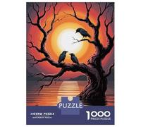Puzzles De 1000 Pièces pour Adultes Crows on A Tree at Sunset Puzzle Adulte Jeux Relaxants Défi Difficile Aide À Exercer Le Cerveau 70x50cm/1000pcs