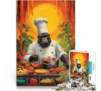 Puzzles de 1000 pièces pour Adultes Cuisine de Gorille Fait de Bois Convient aux 14 Ans et Plus Difficile à réaliser mais Amusant et Humoristique Superbe Cadeau。Taille:50x75cm/19.68x29.52pouce