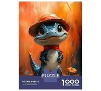 Puzzles De 1000 Pièces pour Adultes Cute Alligator with A Hat Puzzle Adulte Jeux Relaxants Défi Difficile Aide À Exercer Le Cerveau 38x26cm/1000pcs