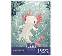 Puzzles De 1000 Pièces pour Adultes Cute Axolotl in Water Illustration Puzzles pour Adultes Jeu De Réflexion Améliorez Votre Mémoire Activités Amusantes À La Maison 70x50cm/1000pcs