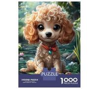 Puzzles De 1000 Pièces pour Adultes Cute Poodle on Lily Pad Animal Puzzles pour Adolescents Jeux Relaxants Course De Vitesse Manuelle Cadeaux De Noël Et d'anniversaire 70x50cm/1000pcs