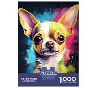Puzzles De 1000 Pièces pour Adultes Cute Watercolor Chihuahua Puzzles pour Adolescents Jeu Familial Améliore La Mémoire Difficile Et Stimulant 38x26cm/1000pcs