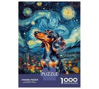 Puzzles De 1000 Pièces pour Adultes Dachshund Starry Night -3 Puzzles pour Adultes - Jeu De Réflexion Et Anti-Stress - Cadeau d'anniversaire Original 70x50cm/1000pcs