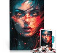 Puzzles de 1000 pièces pour Adultes Dame aux Yeux Rouges Entraînez Votre Cerveau et Vos Mains Jeu éducatif pour Anniversaire, Noël 50x70cm