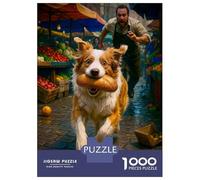 Puzzles De 1000 Pièces Pour Adultes Dog Steals Bread at The Market Puzzle Pour Adolescents Course De Vitesse Manuelle Entraînez Votre Cerveau Et Vos Mains, Des Jouets Addictifs Pour Cultiver La Patien