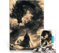 Puzzles de 1000 pièces pour Adultes Dragon samouraï Vintage Entraînez Votre Cerveau et Vos Mains Œuvre d'art 75x50cm