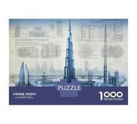 Puzzles De 1000 Pièces pour Adultes Dubai Architecture Blueprint Puzzle pour Adultes Jeu Pratique, Analyse Et Logique Jeu Stimulant Cadeaux 52x38cm/1000pcs