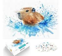 Puzzles de 1000 pièces pour Adultes Éclaboussure d'aquarelle de Capybara Défi Difficile Car C'est Un pour Toute la Famille 75x50cm