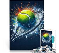 Puzzles de 1000 pièces pour Adultes Éclaboussures de Balle de Tennis et de Raquette Jeu de Quiz décoration Murale 38x26cm