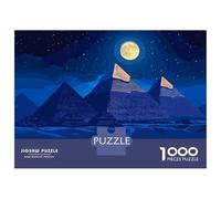 Puzzles De 1000 Pièces pour Adultes Egyptian Pyramids at Night Puzzle pour Adolescents Découpe De Précision Interaction Parent-Enfant Cadeaux Anti-Stress 38x26cm/1000pcs