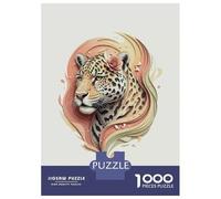 Puzzles De 1000 Pièces pour Adultes Elegant Leopard with Floral Accent Puzzle Adulte Jeux Relaxants Défi Difficile Aide À Exercer Le Cerveau 52x38cm/1000pcs