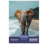 Puzzles De 1000 Pièces pour Adultes Elephant Walking on A Beach Puzzle pour Adultes, Jouet, Décoration Murale, Course De Vitesse, Difficile Et Stimulant 52x38cm/1000pcs