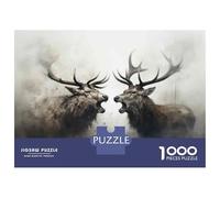 Puzzles De 1000 Pièces pour Adultes Elk Antlers Fighting in Forest Puzzle pour Adolescents Améliore La Mémoire Chaque Pièce Est Unique - Jouets Et Jeux Éducatifs 38x26cm/1000pcs