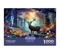Puzzles De 1000 Pièces pour Adultes Enchanted Forest Scene with Deer Puzzle pour Adultes Jeu Pratique, Analyse Et Logique Jeu Stimulant Cadeaux 70x50cm/1000pcs