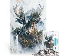 Puzzles de 1000 pièces pour Adultes Esprit du cerf des Bois Fabriqué en Carton pour Les 14 Ans et Plus pour s'amuser en Famille Cadeau d'anniversaire, Cadeaux, Art Mural。Taille：26x38cm