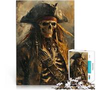Puzzles de 1000 pièces pour Adultes et Adolescents Capitaine Pirate Squelette Fait de Papier，pour Les 14 Ans et Plus Staycation Tuer Le Temps Cadeaux du Père Noël Secret。Taille：26x38cm
