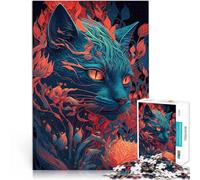 Puzzles de 1000 pièces pour Adultes et Adolescents Chat de Savannah Fait de Papier,Convient aux 14 Ans et Plus Défi de Jeu éducatif Bon Cadeau。Taille:38x52cm/14.9x20.4pouce