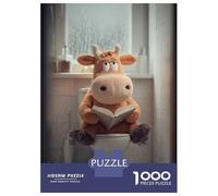 Puzzles De 1000 Pièces pour Adultes Et Adolescents Cow Plush Reading on Toilet Puzzles pour Adolescents, Jeux De Société, Cadeaux pour Femmes, Idéal comme Cadeau 52x38cm/1000pcs
