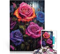 Puzzles de 1000 pièces pour Adultes et Adolescents des Roses par Une Nuit pluvieuse Fabriqué en Carton pour Les 14 Ans et Plus Décoration d'art pour la Maison Super Cadeau。Taille：38x52cm