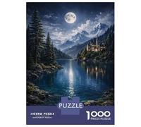 Puzzles De 1000 Pièces pour Adultes Et Adolescents Enchanted Castle by Moonlit Lake Puzzles pour Adolescents, Jeux De Société, Cadeaux pour Femmes, Idéal comme Cadeau 52x38cm/1000pcs
