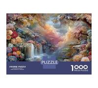 Puzzles De 1000 Pièces pour Adultes Et Adolescents Enchanted Garden Waterfall Scene Puzzle Jeux Amusants Défi Difficile Interaction Parent-Enfant 70x50cm/1000pcs