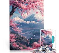 Puzzles de 1000 pièces pour Adultes et Adolescents Japon Mont Fuji Sakura Fait de Papier，pour Les 14 Ans et Plus Réduction du Stress intéressante Cadeaux intéressants pour réduire Le Stress。