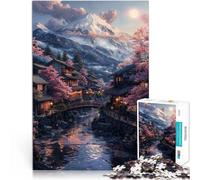 Puzzles de 1000 pièces pour Adultes et Adolescents Mont Fuji Japonais Fait de Papier，Convient aux Personnes âgées de 14 Ans et Plus Jouets de décoration pour la Maison Idées Cadeaux。Taille：26x38cm