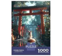 Puzzles De 1000 Pièces pour Adultes Et Adolescents Mystic Kitsune Fox Torii Puzzle Jeux Amusants Défi Difficile Interaction Parent-Enfant 52x38cm/1000pcs