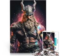Puzzles de 1000 pièces pour Adultes et Adolescents Néon Viking Fait de Bois，pour et à partir de 14 Ans et Plus Jeu Impossible Don d'œuvres d'art。Taille：50x75cm/19.6x29.5pouce