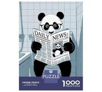 Puzzles De 1000 Pièces pour Adultes Et Adolescents Panda Reading Newspaper on Toilet Puzzle Jeux Amusants Défi Difficile Interaction Parent-Enfant 70x50cm/1000pcs
