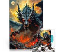 Puzzles de 1000 pièces pour Adultes et Adolescents Peinture à l'huile de Dragon Ardent ,pour et à partir de 14 Ans et Plus Jeu Impossible Car C'est Un pour Toute la Famille。