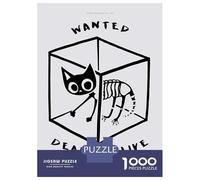 Puzzles De 1000 Pièces pour Adultes Et Adolescents Schrödingers Cat Wanted Poster Puzzles pour Adolescents, Jeux De Société, Cadeaux pour Femmes, Idéal comme Cadeau 38x26cm/1000pcs