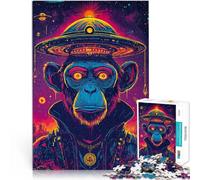 Puzzles de 1000 pièces pour Adultes et Adolescents Singe de l'espace avec OVNI Convient aux Personnes âgées de 14 Ans et Plus Accueil Jeux éducatifs Jouets DIY De Superbes Cadeaux et Jouets。