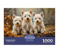 Puzzles De 1000 Pièces pour Adultes Et Adolescents Three West Highland White Terrier Puppies Puzzle Adulte Jeu Manuel Une Œuvre d'art Difficile Et Stimulant 38x26cm/1000pcs