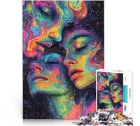 Puzzles de 1000 pièces pour Adultes et Adolescents “Visages Abstraits en Couleur” Fait de Bois,pour et à partir de 14 Ans et Plus Jeu intellectuel Cadeau d'œuvre d'art。Taille:50x75cm
