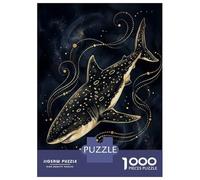 Puzzles De 1000 Pièces pour Adultes Et Adolescents Whale Shark in Dark Blue Watercolor Puzzles pour Adolescents, Jeux De Société, Cadeaux pour Femmes, Idéal comme Cadeau 38x26cm/1000pcs