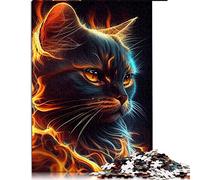 Puzzles de 1000 pièces pour Adultes et Enfants Puzzle d'animaux de Compagnie de feu de Chat pour Adultes Puzzles en Carton Grand Cadeau pour Adultes （Taille 26x38cm）
