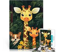 Puzzles de 1000 pièces pour Adultes Famille de girafes dans la Jungle Impossible Décoration Murale, Cadeaux Uniques pour Anniversaire et Noël 38x26cm