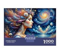 Puzzles De 1000 Pièces pour Adultes Fantasy Artwork with Flowers-1 Puzzle Jeu Familial Décoration Murale Cadeaux Uniques pour Anniversaire Et Noël 52x38cm/1000pcs