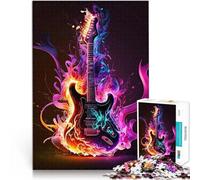 Puzzles de 1000 pièces pour Adultes Feu de Guitare Jeu Familial Anti-Stress Défi Difficile Cadeaux du Père Noël Secret 38x26cm