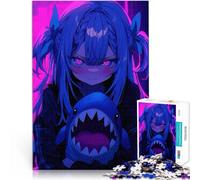 Puzzles de 1000 pièces pour Adultes Fille animée avec Une Peluche de Requin Jeux Amusants De Superbes Cadeaux et Jouets 38x52cm