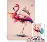 Puzzles de 1000 pièces pour Adultes Flamant Rose Aquarelle Jeu Familial Anti-Stress Défi Difficile Idées Cadeaux 38x26cm