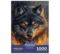 Puzzles De 1000 Pièces pour Adultes Flame Wolf Majesty Puzzles pour Adultes - Jeu De Réflexion, Analyse Et Logique pour Les Amateurs De Jeux 52x38cm/1000pcs