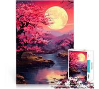 Puzzles de 1000 pièces pour Adultes Fleur de Cerisier et Lune Entraînez Votre Cerveau et Vos Mains Une œuvre d'art 75x50cm