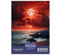 Puzzles De 1000 Pièces pour Adultes Full Moon Over The Ocean Puzzles pour Adultes - Jeu De Réflexion Et Anti-Stress - Cadeau d'anniversaire Original 52x38cm/1000pcs