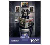 Puzzles De 1000 Pièces pour Adultes Funny Labrador on Toilet Puzzles pour Adultes - Jeu De Réflexion Et Anti-Stress - Cadeau d'anniversaire Original 52x38cm/1000pcs