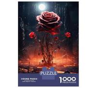 Puzzles De 1000 Pièces pour Adultes Glowing Red Rose Fantasy Artwork Puzzle Jeu Familial Décoration Murale Cadeaux Uniques pour Anniversaire Et Noël 70x50cm/1000pcs